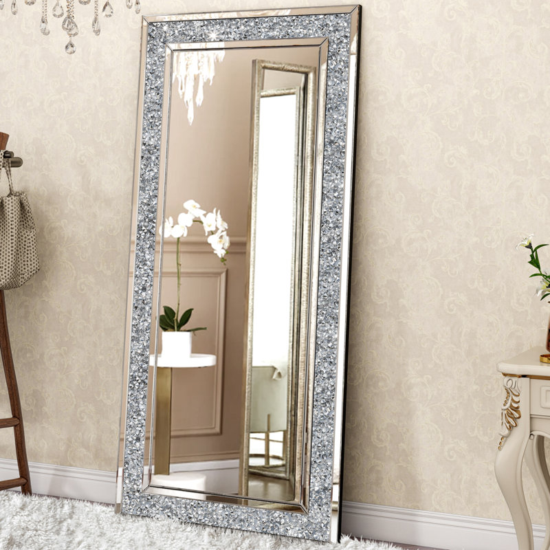 Glass Full Length Mirror  Flat Large Floor Mirror  Silver Wall Mirror 85x180cm  Free Standing
