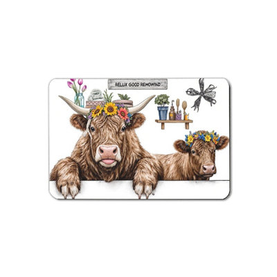 Tapis de bain Floral Cow Herd, 16 x 24 po