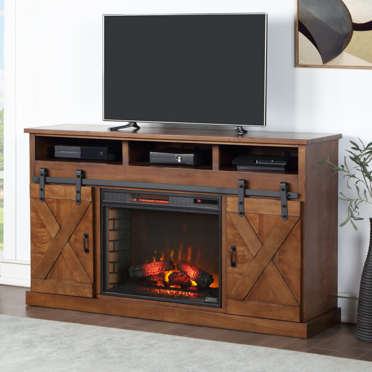 Gracie Oaks Yudani 66 Fully Assembled TV Stand with Electric Fireplace,  Fits TVs up to 70 u0026 Reviews | Wayfair