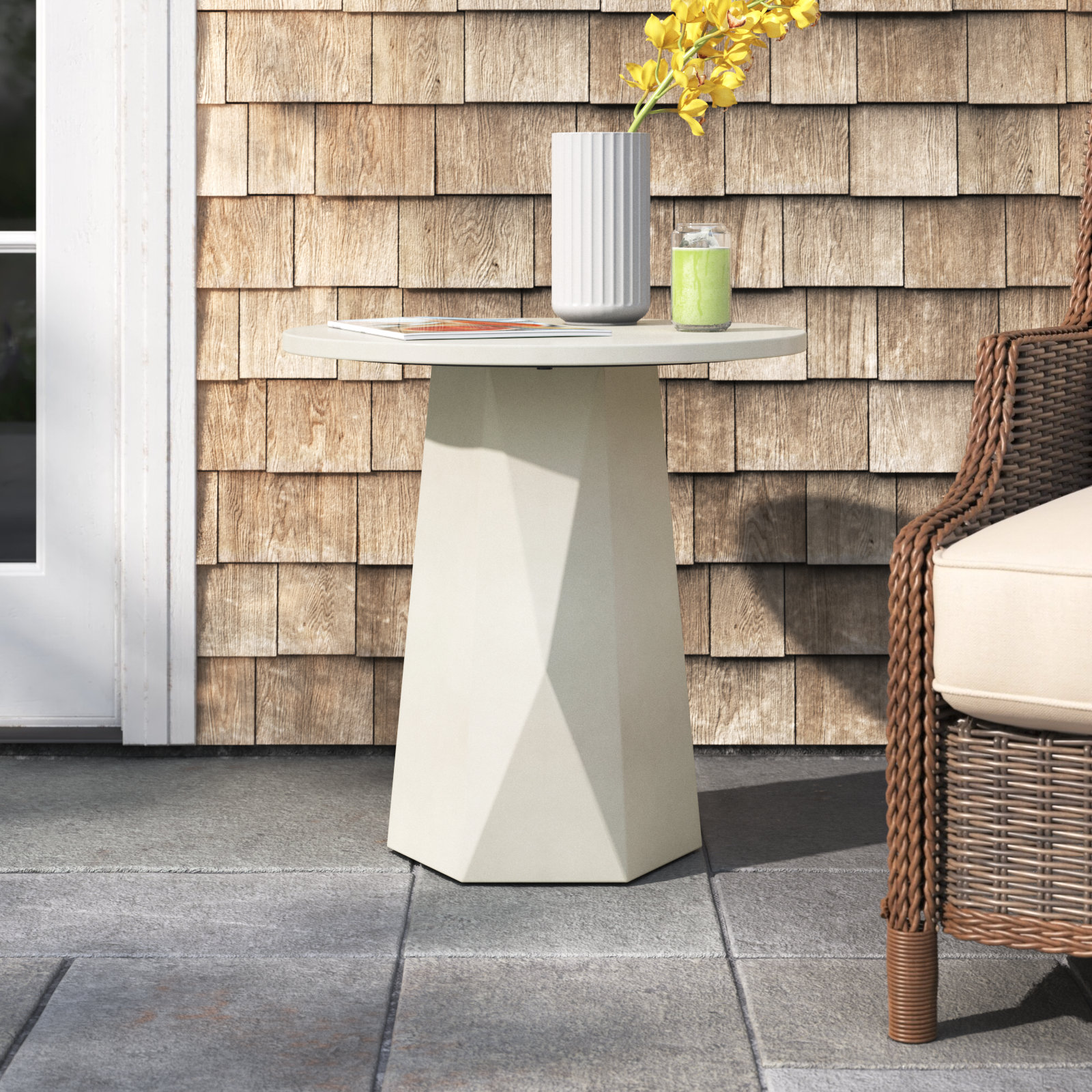 Annibelle Concrete Side Table, White