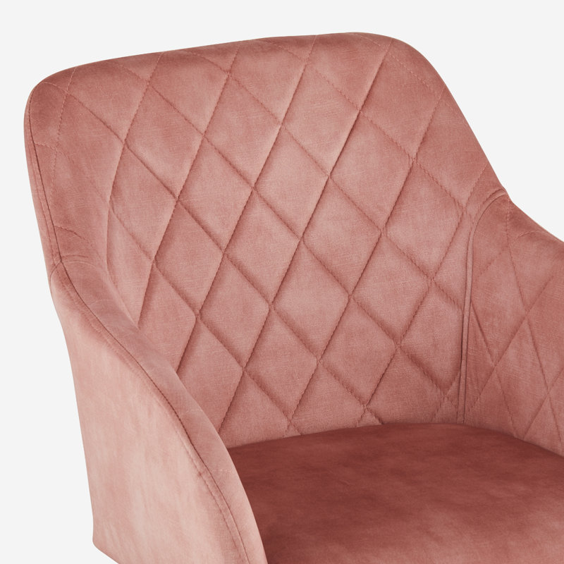 48cm H Velvet Upholstered Metal Armchair, Pink
