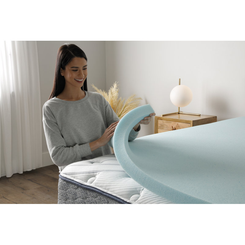Queen Blue ThermaGel Memory Foam Mattress Topper, 2 Inch