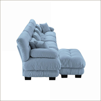 Sectional Sofa | L-Shaped Modular 4-Seater Cloud Couch for Living Room | Royal Blue Chenille | Blue | Chenille