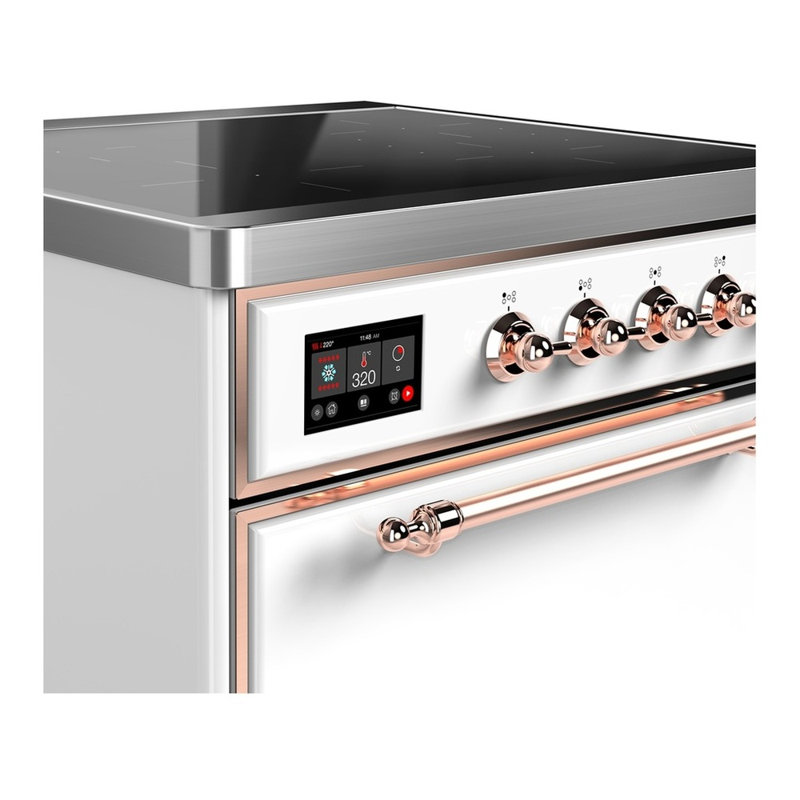 Cuisinière à induction 30 pouces avec 4 éléments à induction en blanc Majestic III Series (garniture en cuivre), Blanc