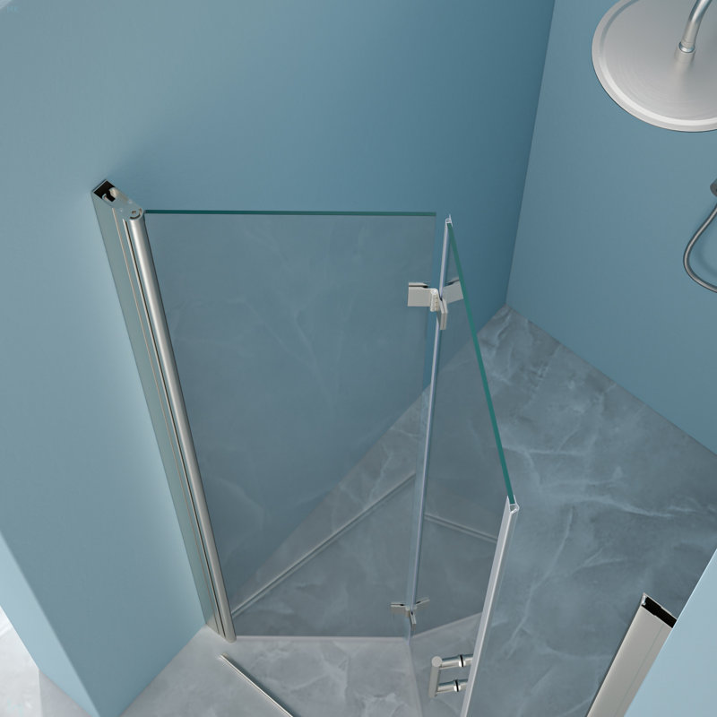 32"W X 72"H Fold Frameless Shower Door With Tempered Glass, Brushed Nickel