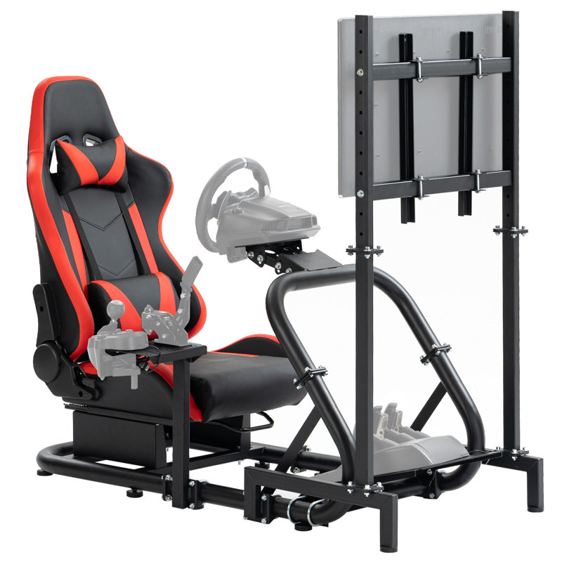 Anman Sim Racing Cockpit TV Stand & Seat Fit Logitech G920 Thrustmaster Xbox, Not Include Steering wheel & Wheels & Pedals and Shifter Handbrake