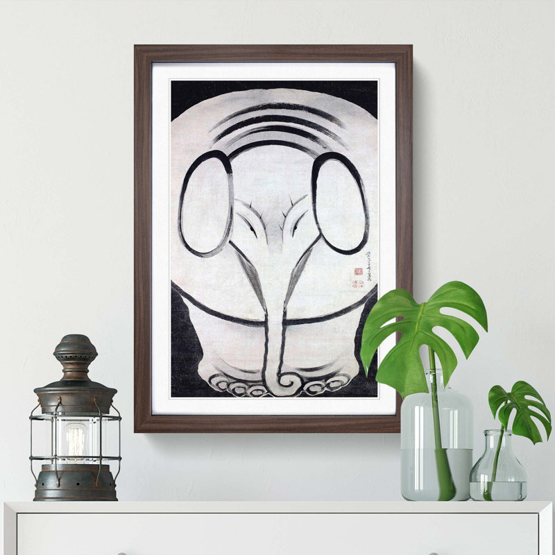 Elephant by Ito Jakuchu - Picture Frame Painting Print, 65cm H x 48cm W x 2cm D, Walnut Framed