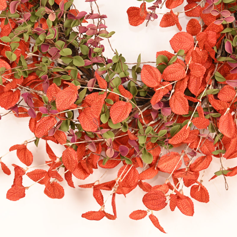 26" Artificial Farmhouse Fall Harvest Twig Blossoms Cluster Greenery Mini Eucalyptus Thanksgiving Day Front Door Wreath