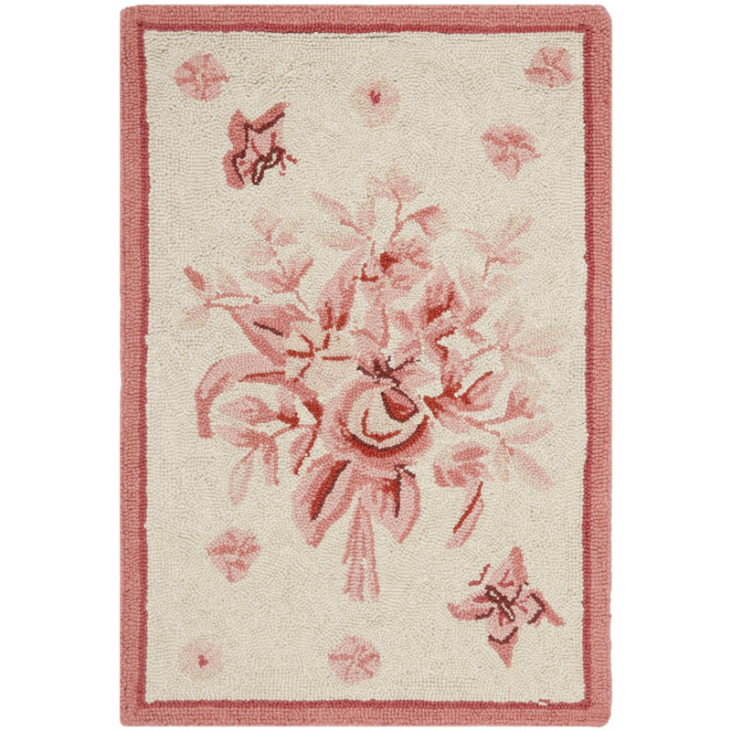 Jonsson Hand Hooked Wool Floral Rug, Rectangle 2'9" x 4'9"