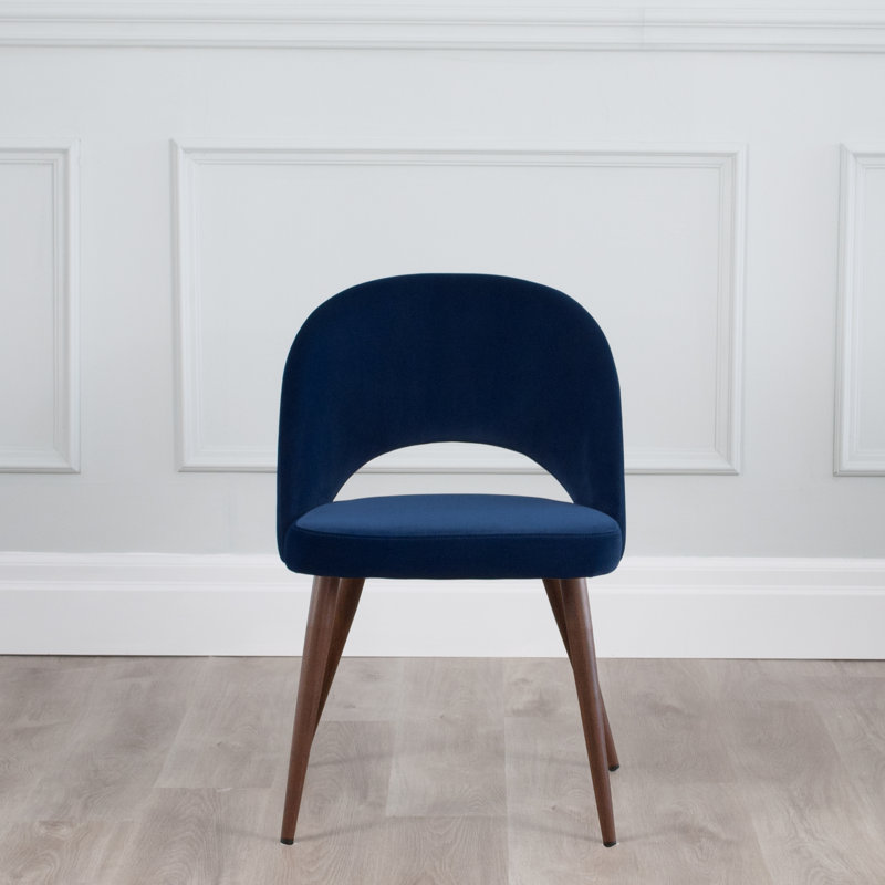 Kanthan 18'' H Velvet Upholstered Side Chair, Royal Blue, Walnut