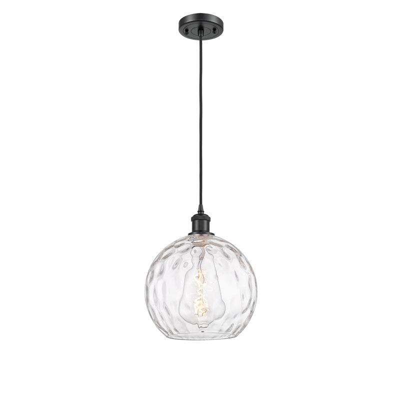 Luminaire suspendu sphère 1 lumière Roxane, H 13 po x l 10 po x P 10 po, Ampoule non incluse, Noir mat
