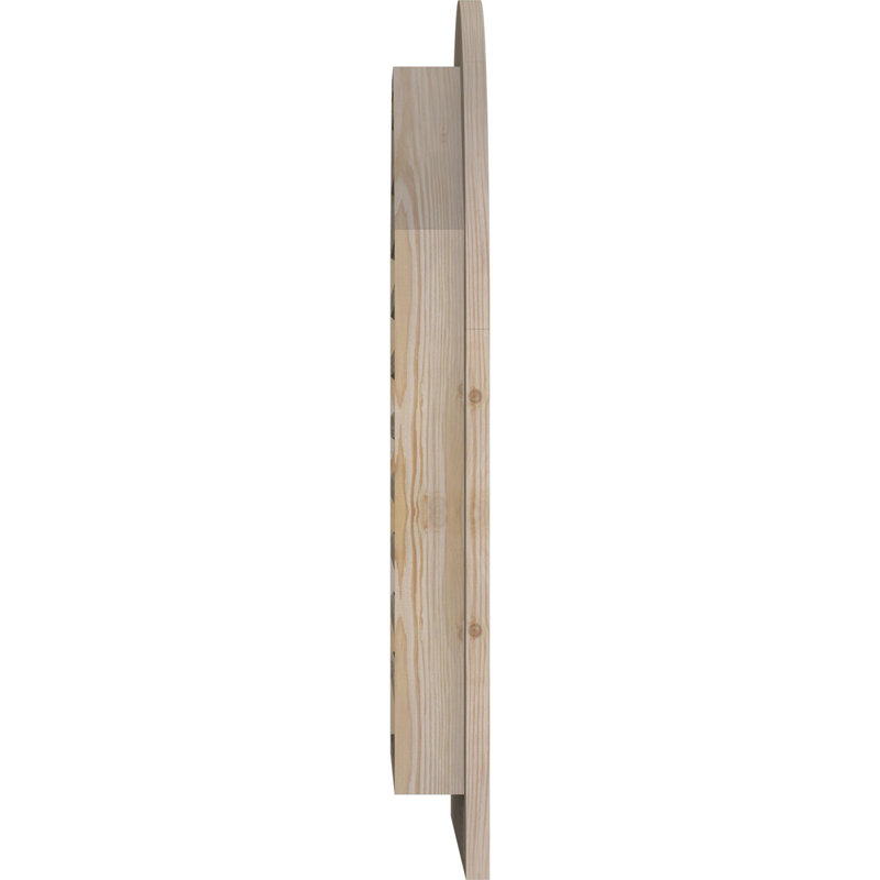 Évent à pignon rond en bois, H 35 po x l 39 po (OB : H 30 po x l 34 po), Pin brut (lisse)