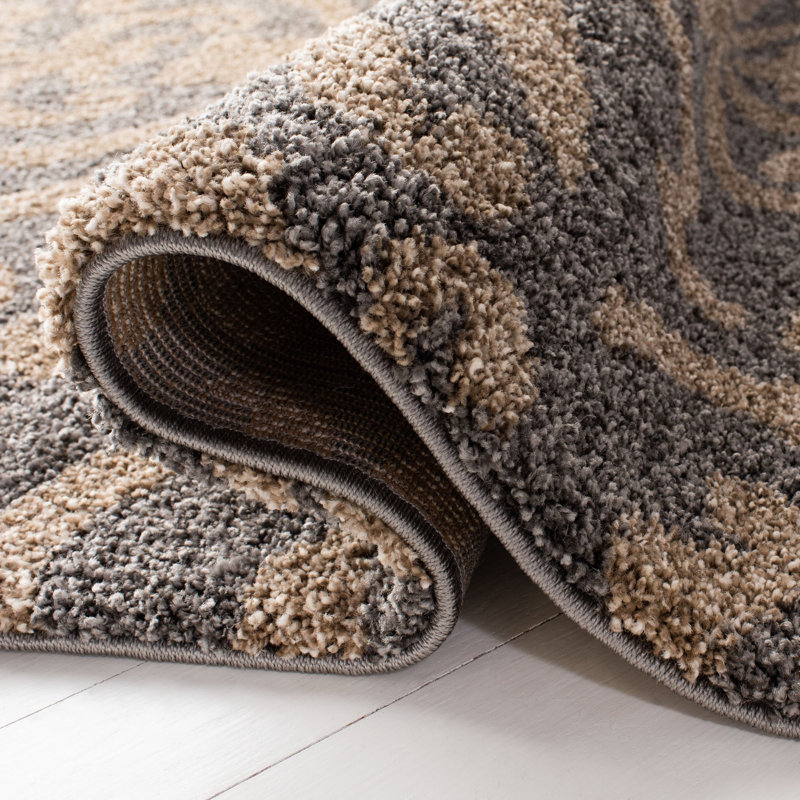 Ellyona Shag Performance Floral Rug, Round 6'7"