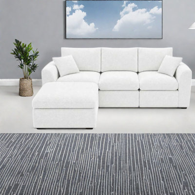 Canapé d'angle à compression, canapé modulaire en mousse blanc laiteux de 271 cm (106,7 po), style moderne