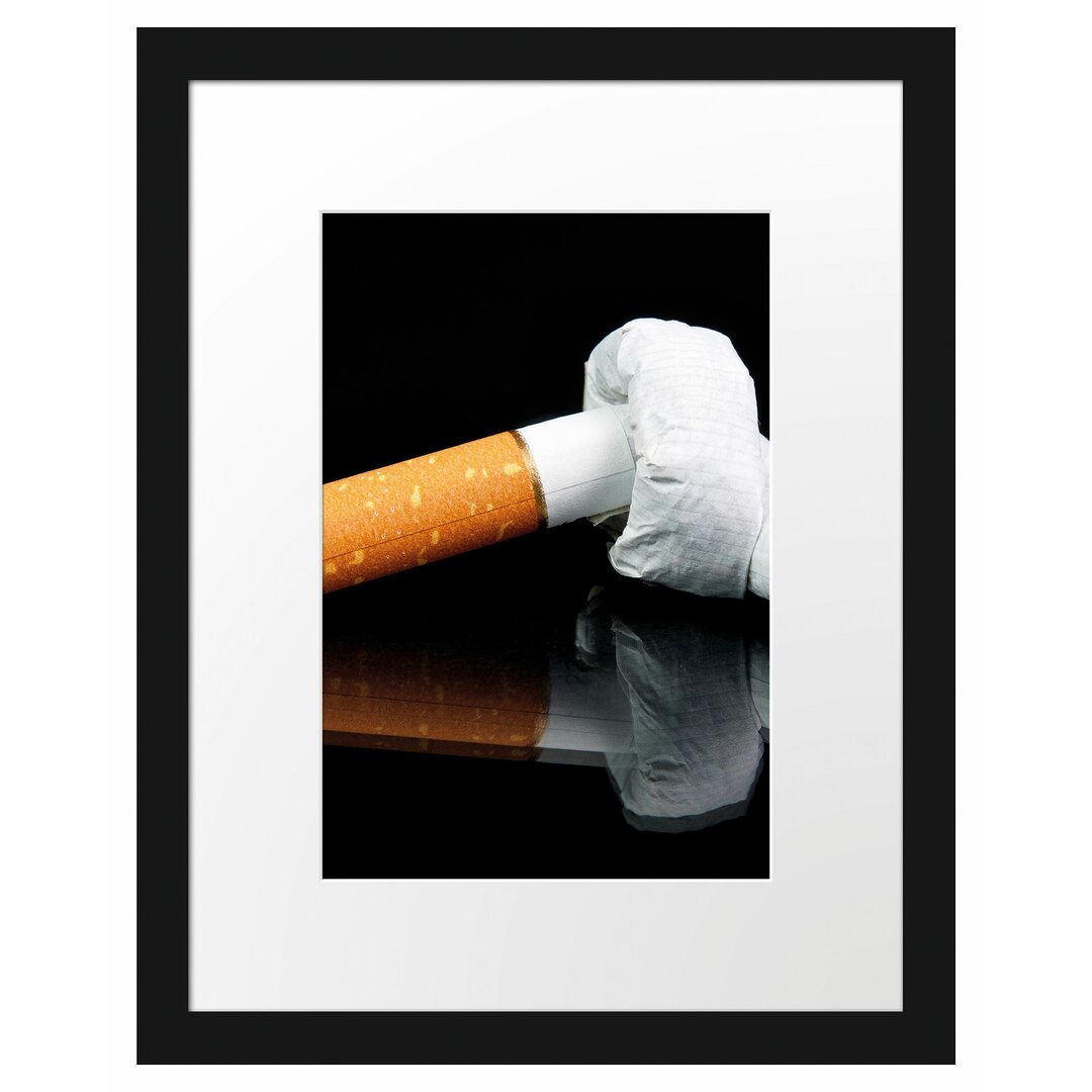 Gerahmtes Poster Zigarette mit Knoten Don't Smoke