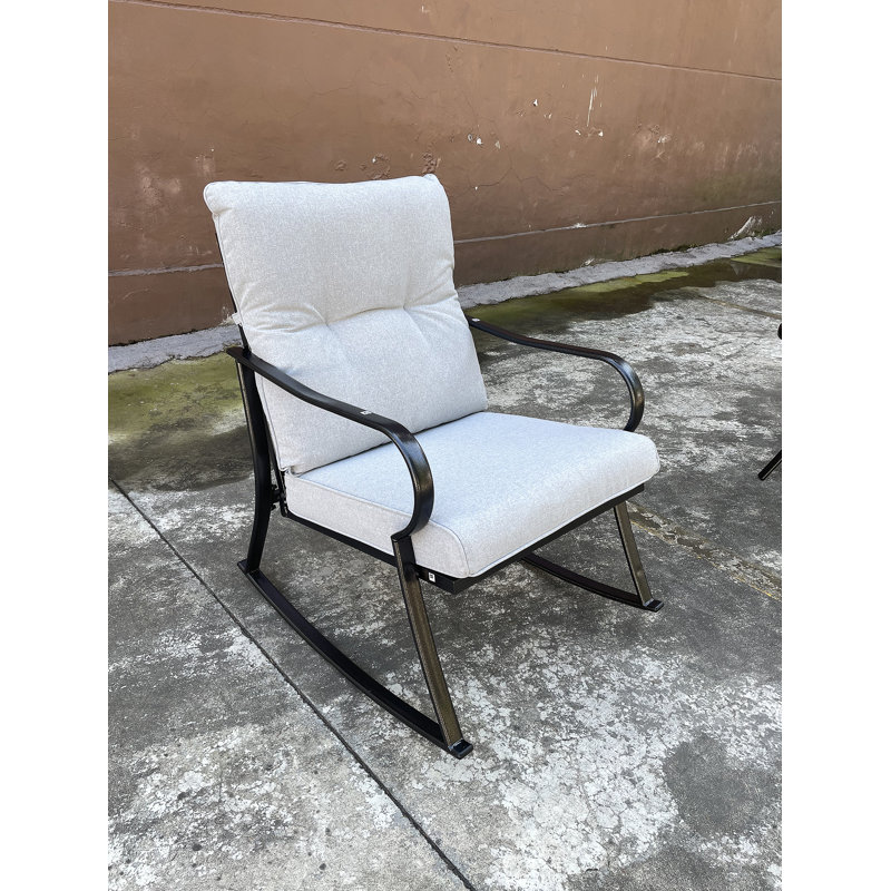 Ensemble de chaise à bascule et chaise basse blanc cassé, Blanc cassé