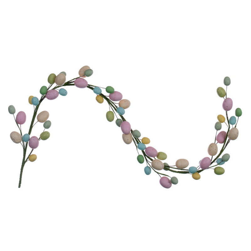 Vickerman 52" Artificial Pastel Easter Egg Garland. Features pastel Easter eggs on a wired spine.