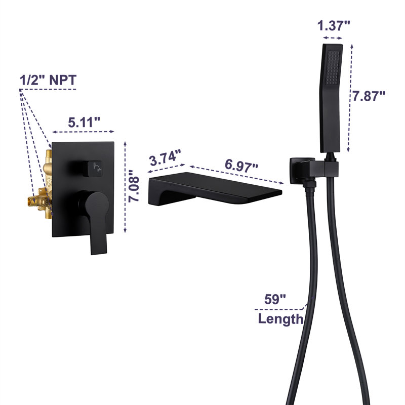 Bathroom Freestanding Tub Filler, Matte Black