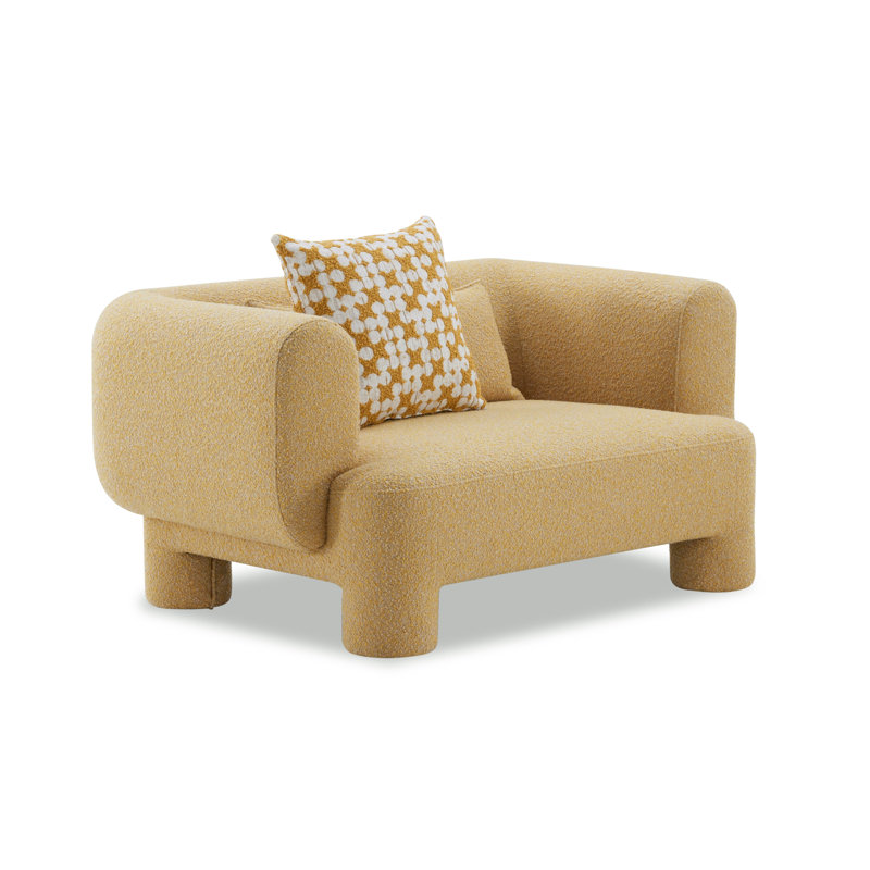 Fauteuil rond rembourré surdimensionné de 57 po avec coussins décoratifs Ambra