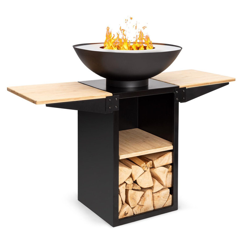 Rectangle Steel Smokeless Fire Pit, Black