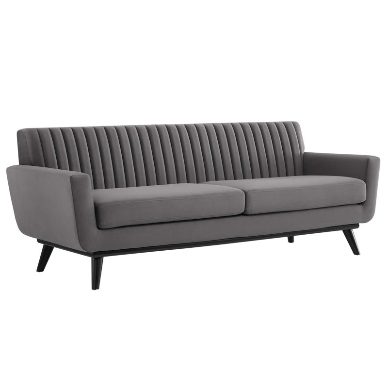 Engage Channel Tufted Fabric Sofa, Gray