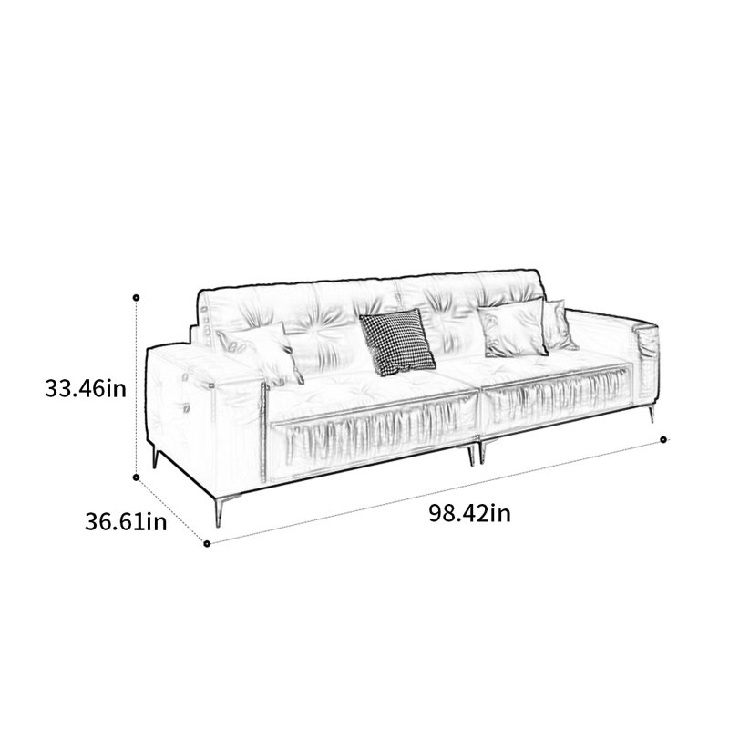 Canapé français rétro, H 33,46 po x l 98,42 po x P 36,61 po, 3