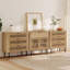 Buffet cannelé de 240 cm de large avec rangement, chêne-134078141
