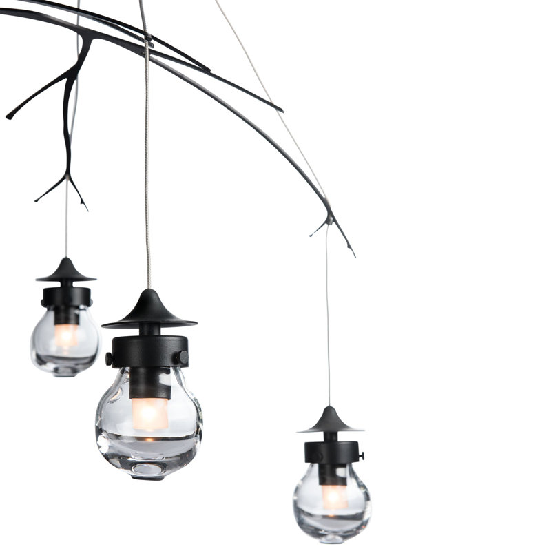 Kiwi Clear Glass Pendant, Black, 48"