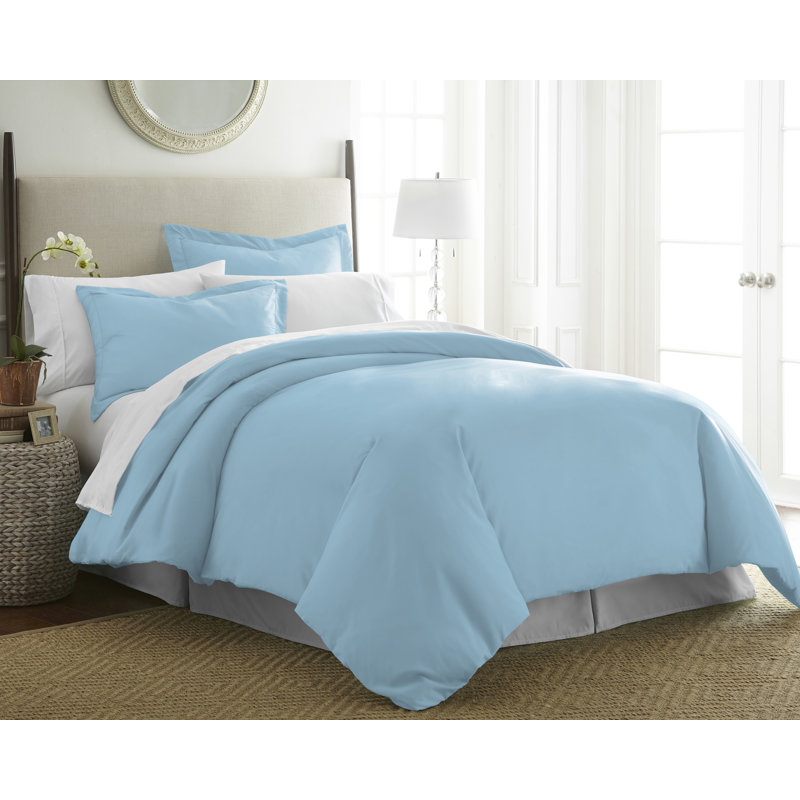 Pointehaven 525 Thread Count  Long Staple Cotton Deep Pocket Duvet Set, Sterling Blue, Full/Queen 
