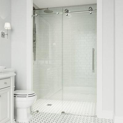 Cass 56-60" W x 76" H Sliding Frameless Shower Door with 3/8" Clear Glass