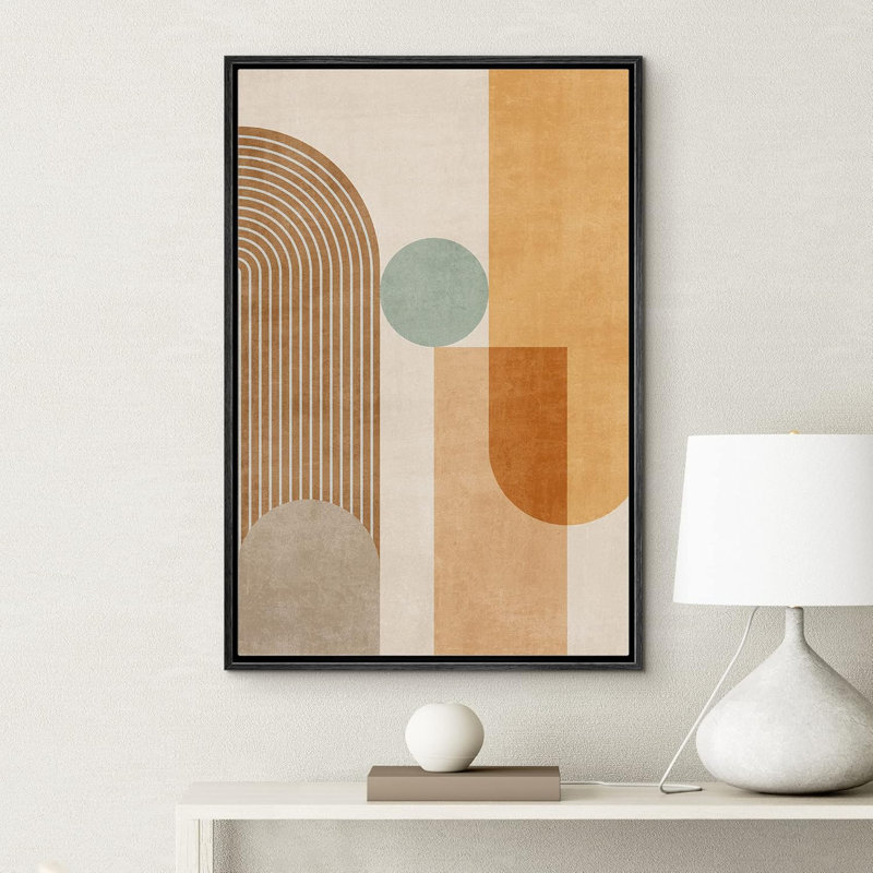 Motif géométrique abstrait de style Mid-Century Boho Polygons, Noir, H 24 po x l 16 po