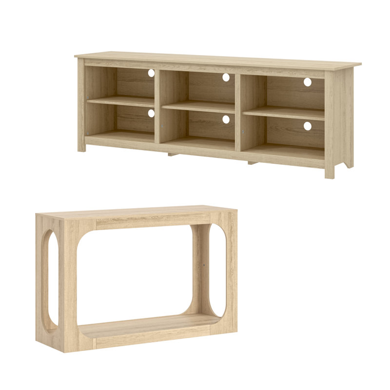 Ensemble de salon et console multimédia 2 pièces Inniss, Chêne d'Oslo