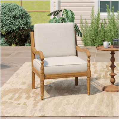 Acacia Luxe Outdoor Patio Chair With Cushions,Wooden Club Chairs With Fabric