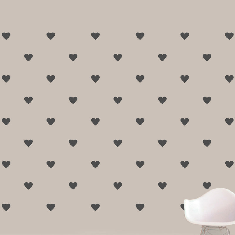 Adhésif décoratif cœurs, Gris foncé
