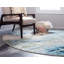 Tapis bleu clair tissé à la machine à motif abstrait Keimar-57735167