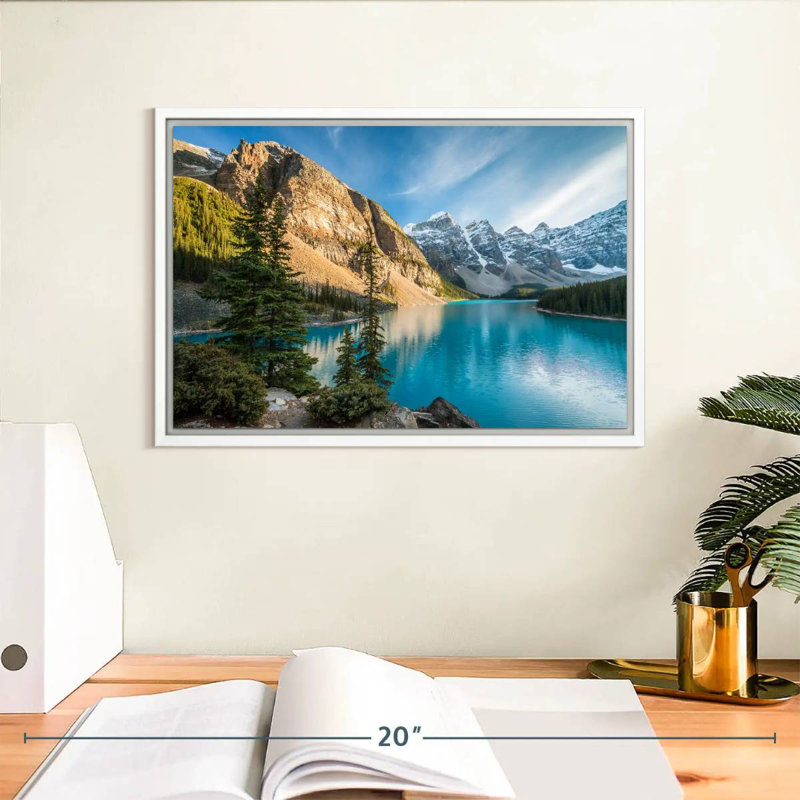 Lac Moraine Glorious, Cadre flottant blanc, 13 po x 9 po