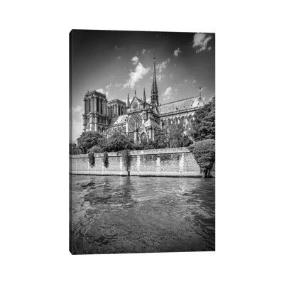 Cathedral Notre Dame In Black And White by Melanie Viola - Wrapped Canvas Print