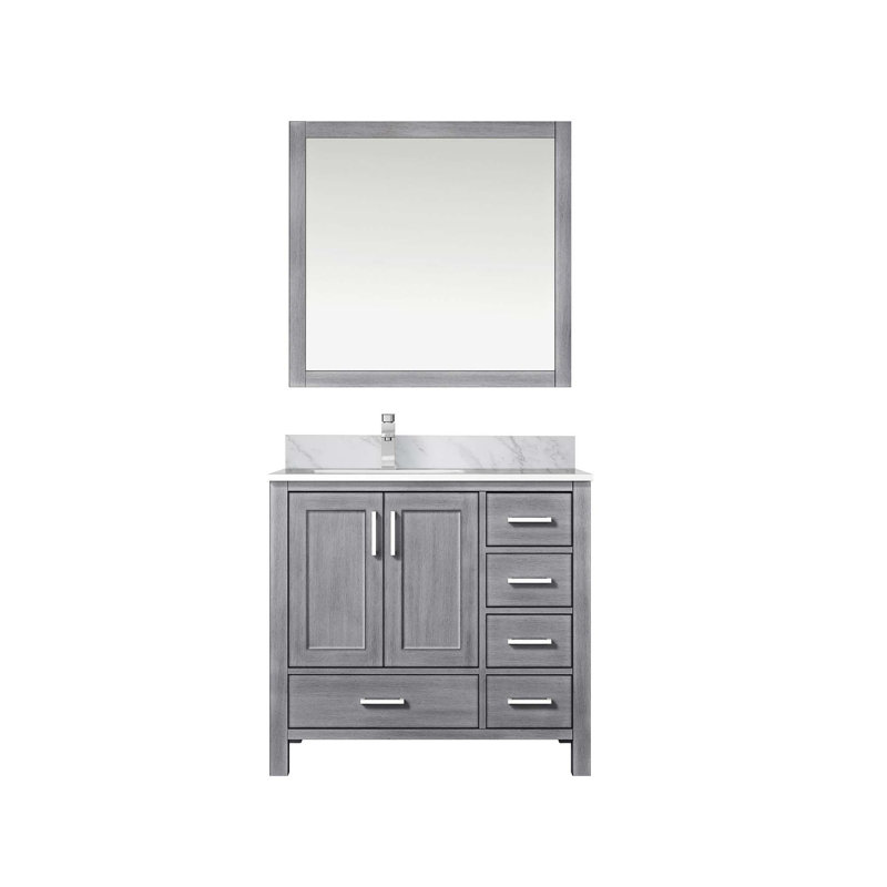 Bath Vanity,Left Offset,Faucet Set, And 34 In. Mirrors, Gray