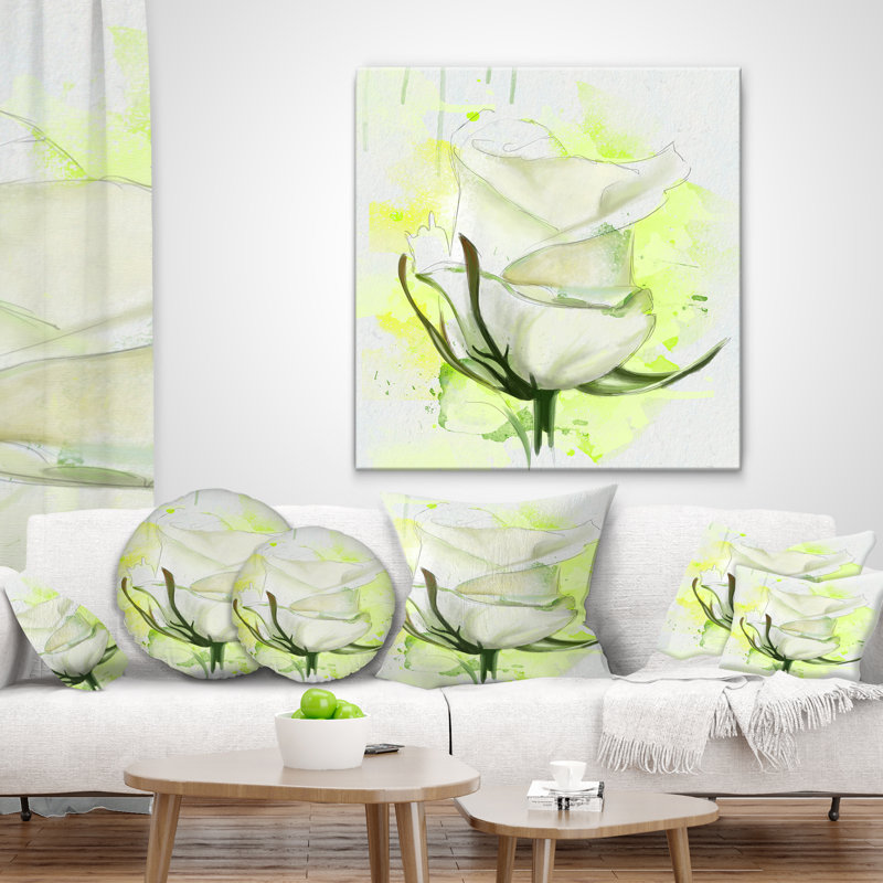 Coussin lombaire en aquarelle de roses florales