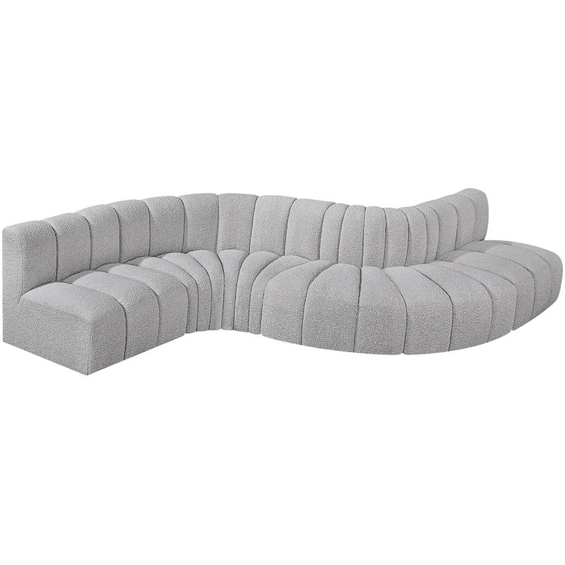 Canapé et méridienne rembourrés Izelia, Tissu gris bouclé