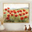 Art mural coquelicot, toile fleur rouge, coquelicots dans la brise-163350185-163350187