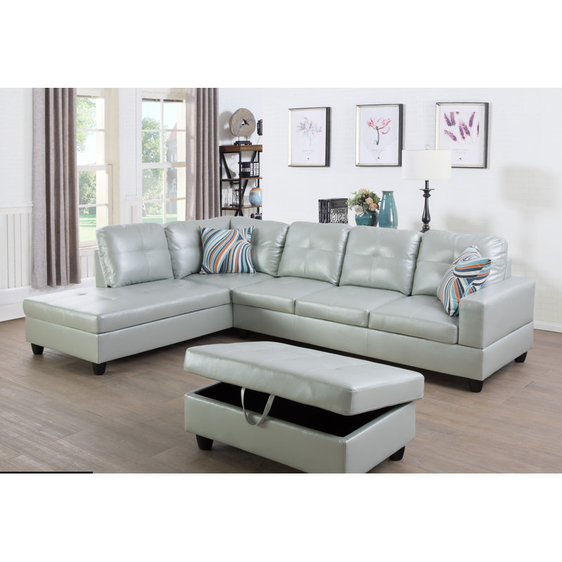 Maumee Upholstered Sectional, Left Hand Facing, Silver