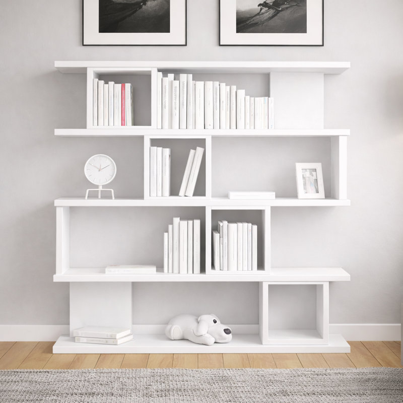 Bellaude 124.5 cm H x 88.9 cm W Stylish Bookcase with Open Shelves, White