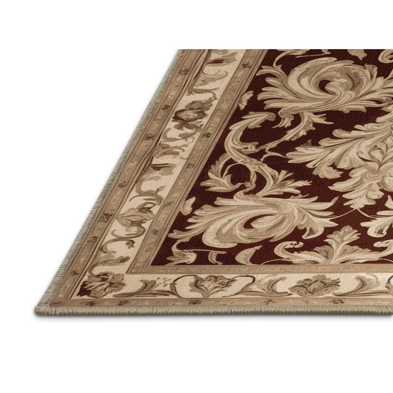 Tapis brun français lavable à la machine, Rectangle 7 pi x 9 pi