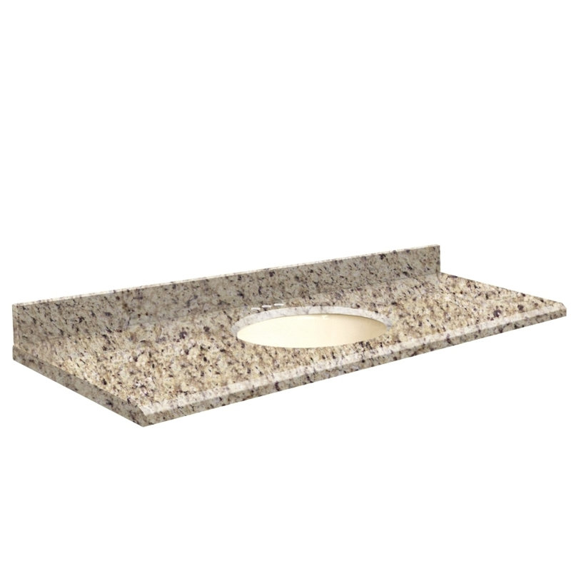 Dessus de salle de bain simple 61 po meuble-lavabo, Biscuit, Décalé de 8 po, Jaune parfait