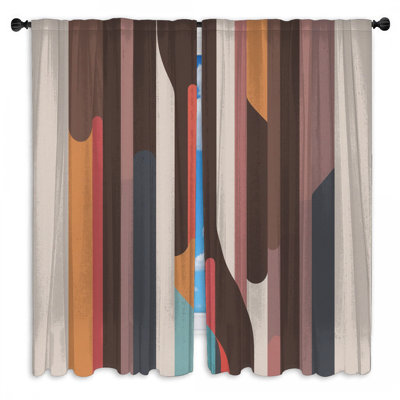 Vertical Kayley Window Curtains Stripes Sheer & Room Darkening - 2 Panels