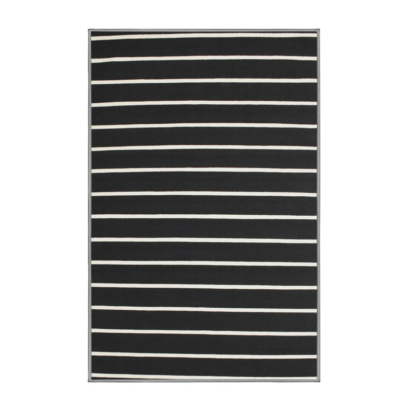 Tapis contemporain noir / blanc, Rectangle 5 pi x 8 pi