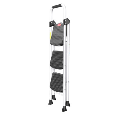 3 Step Ladder, Folding Step Stool for Adults with Wide Anti-Slip Pedal, 500 LBS Capacity, Lightweight, Portable Steel Step Stool with Convenient Handrail
