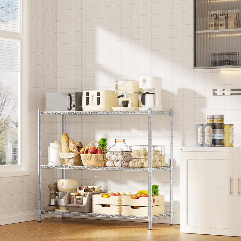 Rayonnage à hauteur réglable pour la cuisine, la salle de lavage, le garde-manger, l'entrepôt et le sous-sol, Chrome