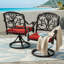 Chaises de patio 2 pièces avec coussins, structure en fonte d'aluminium, base pivotante